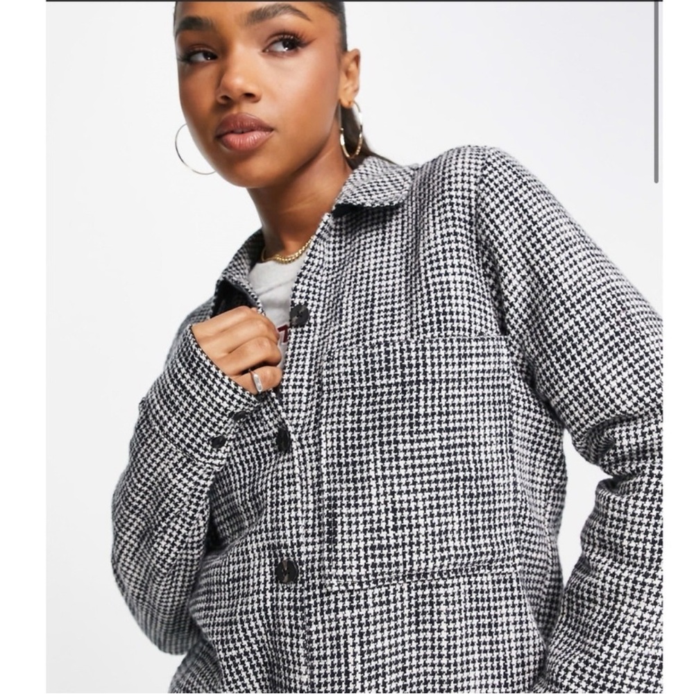 Abercrombie & Fitch Black and White Hounds Tooth Oversized Button Down XL